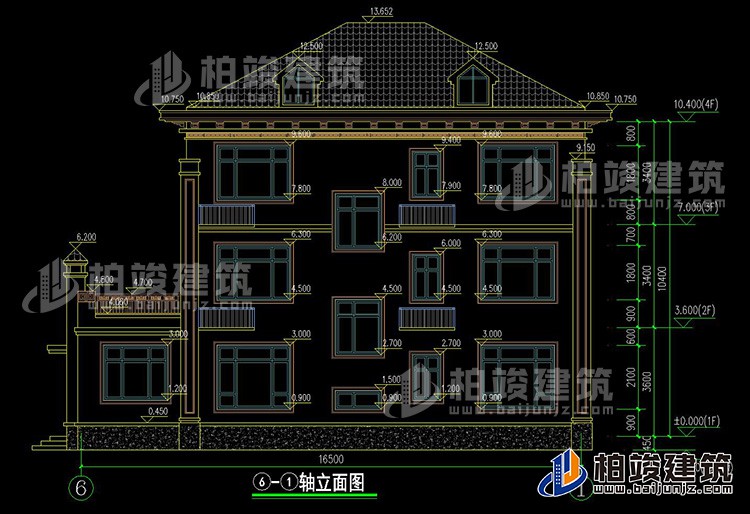 背立面图